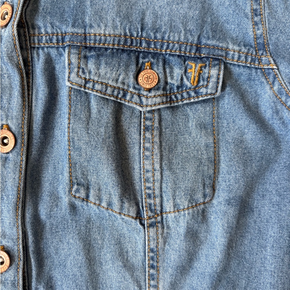 Frye - Women’s Button Down Denim Shirt Dress (EUC) Size: L - Picture 9 of 12